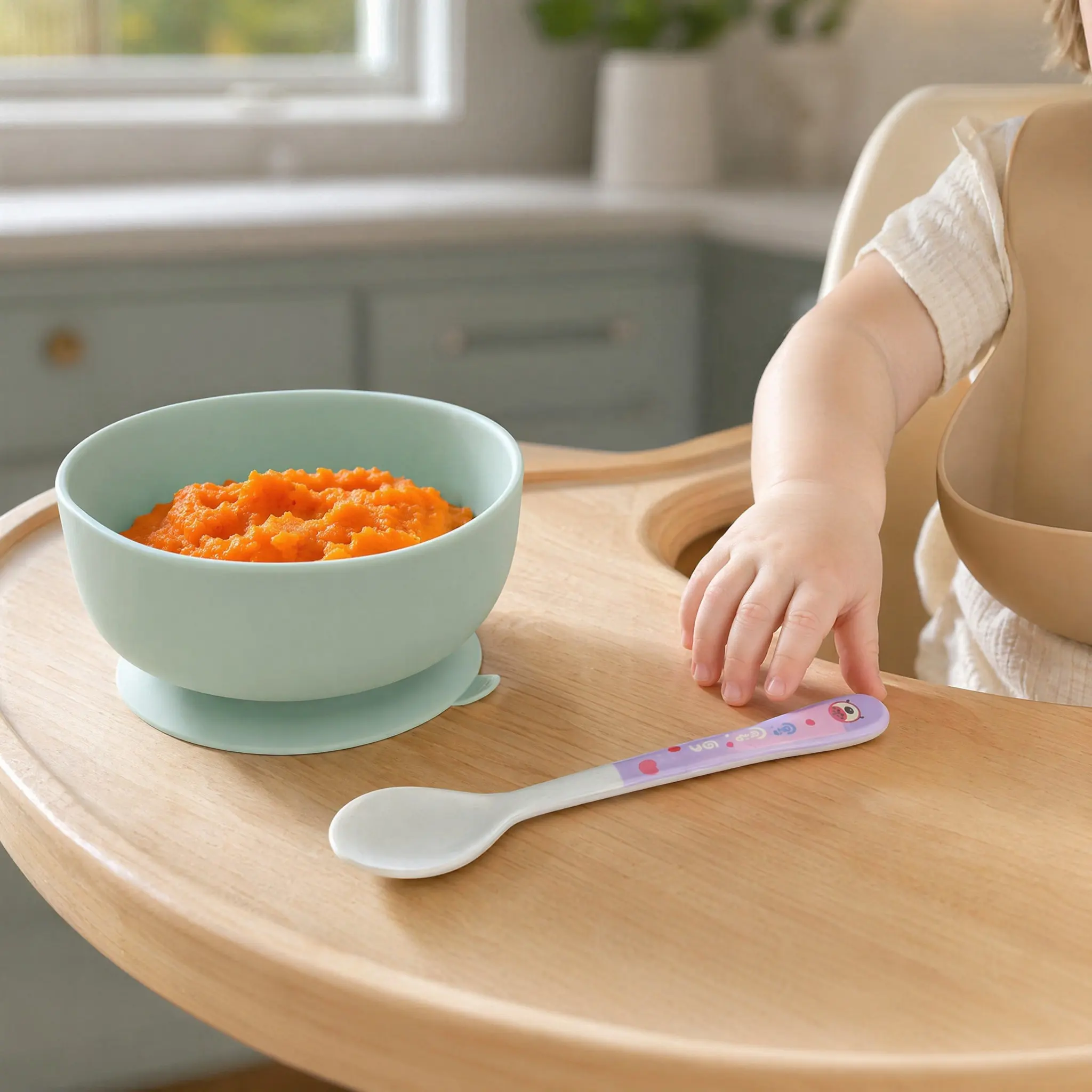 4Pcs Kids Spoon Set Premium Silicone Baby Feeding Spoons Heat Cold Resistant Smooth Colors Toddler Training Spoon