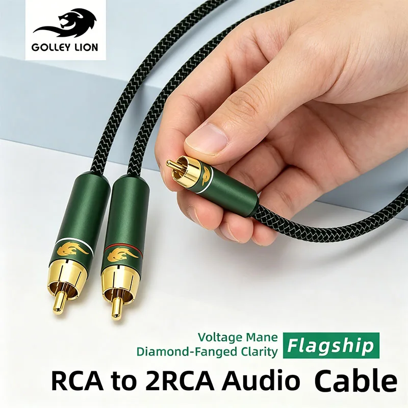

GOLLEY LION HIFI Rca To 2rca Audio Cable 6N OFC Subwoofer Y Cable RCA 1 Male To 2 Male Audio Cable for Speaker,DVD TV Amplifier