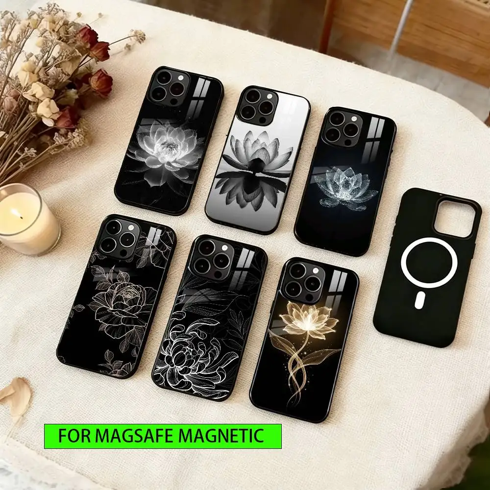 

Dark flower Phone Case For iPhone17,16,15,14,13,12,11 Plus,Pro Magnetic For Magsafe Wireless Charging