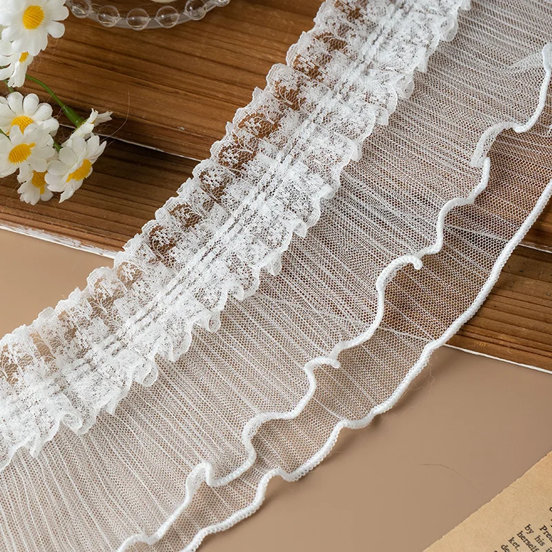 2Meters pleated lace ribbons trim for decoration party dress DIY crafts supplies clothing sewing accessories sewing material