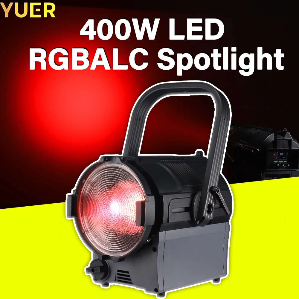 400W LED RGBALC Spotlight COB 50,000H CRI 93 15°-50° Zoom LCD DMX 16/6/9 Channels High-Speed Shutter Low Noise Fan DJ Stage Bar