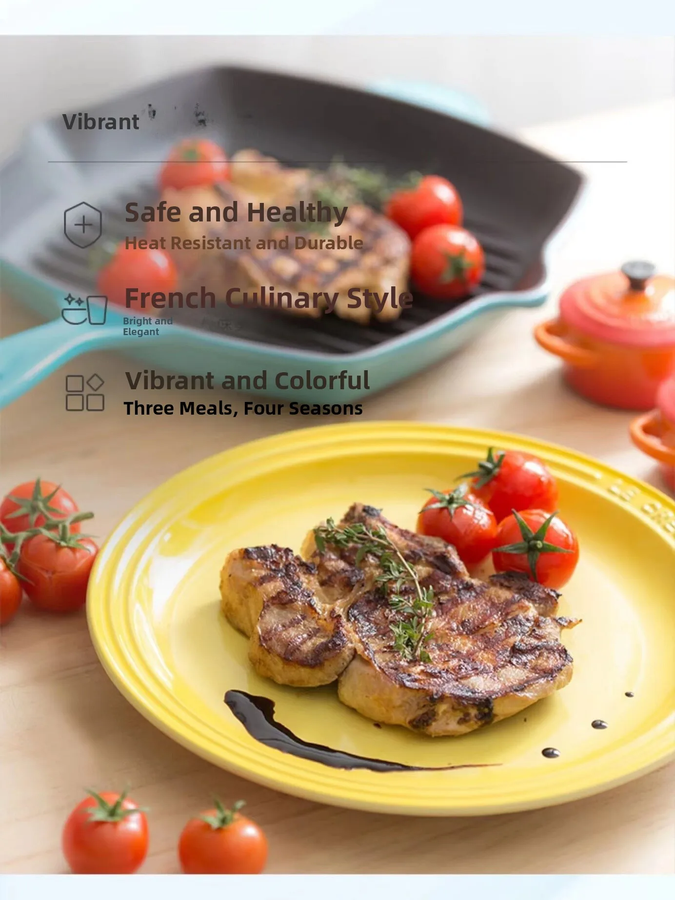 

Тарелка обеденная Le Creuset Cool Color Enamel Cerc, круглая, 7,5 дюйма, 9 дюймов, плоская тарелка в скандинавском стиле для стейков из говядины