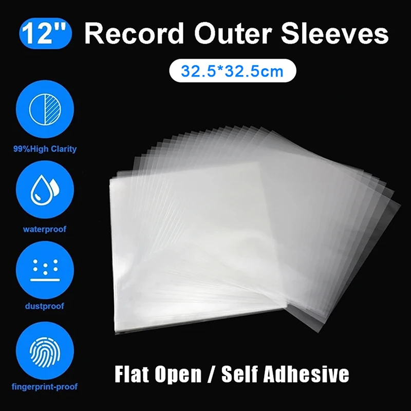 

50Pcs 12inch Clear Vinyl Record Protecter LP Vinyl Record Self Adhesive Bag Plastic Outer Sleeves For CD Tape Protect Sleeves