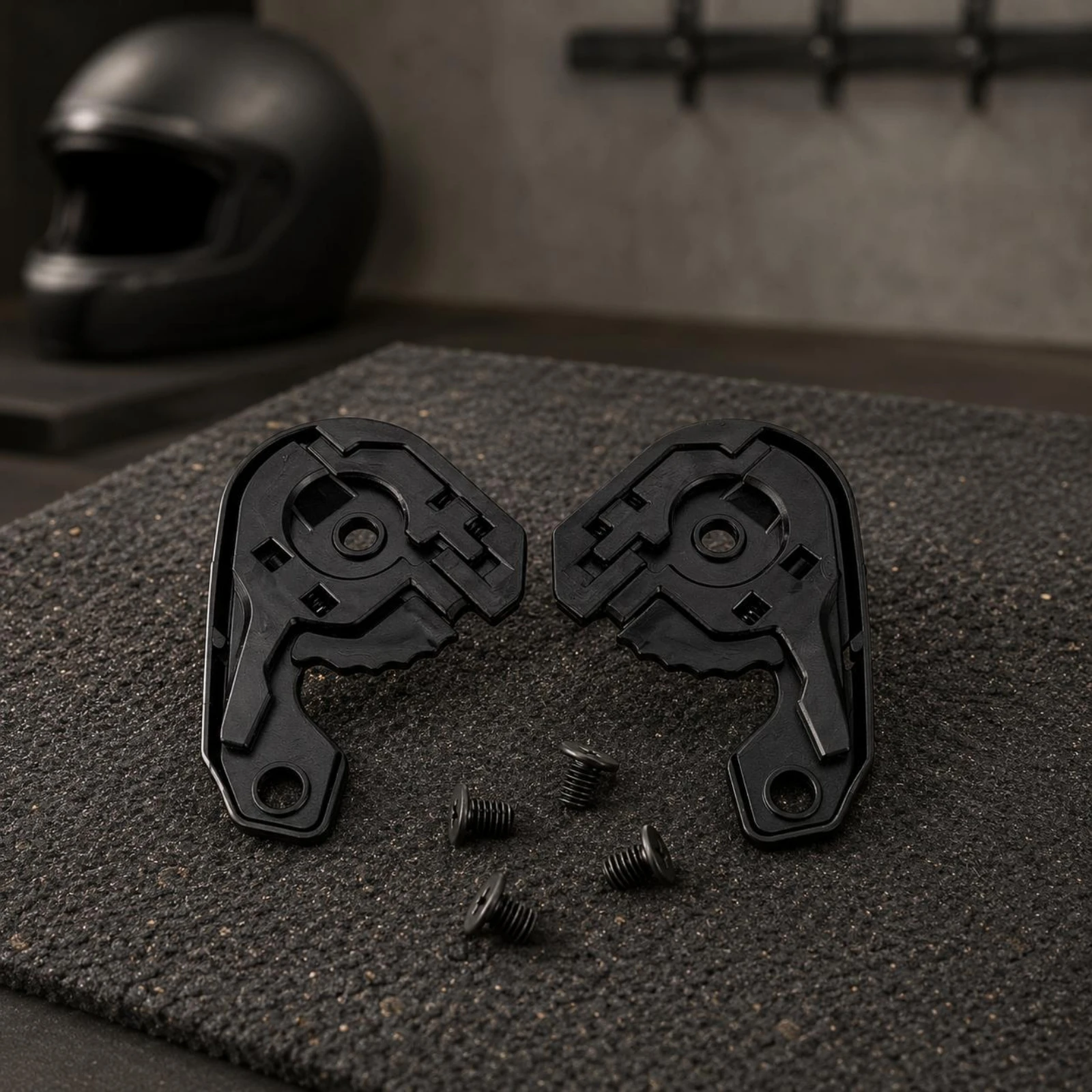 Helmet Mechanism Base Molded Plastic Helmet Base Pair Stepped Design Textured