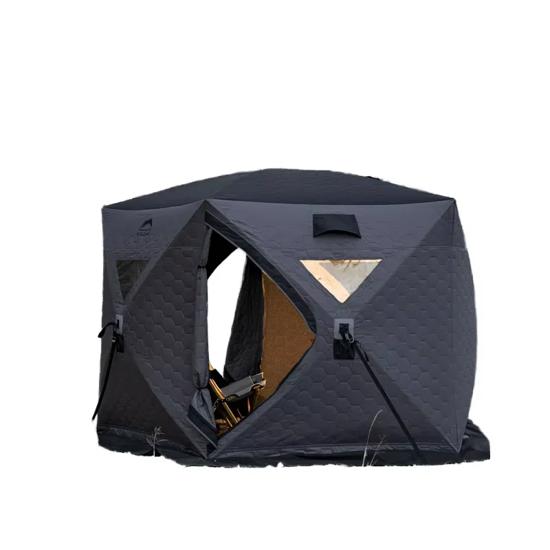 

Trending Portable Hexagon Insulated Ice Fishing Tent 4-6 Persons One Bedroom Winter Camping Hiking Friendly Fiberglass