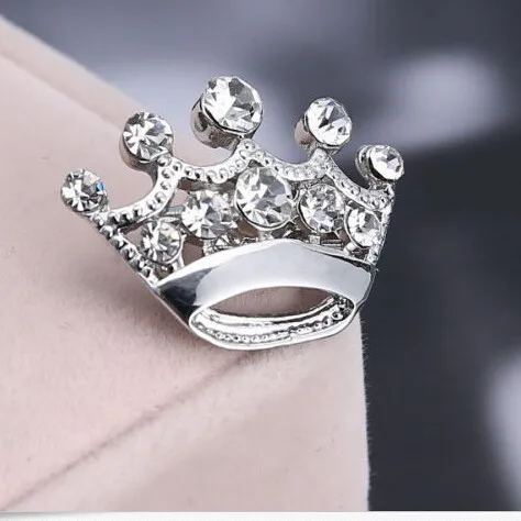 Petite broche couronne incrustée de strass, nouveau Style, petite épingle à col plaquée or et argent, Mini épingle H1342