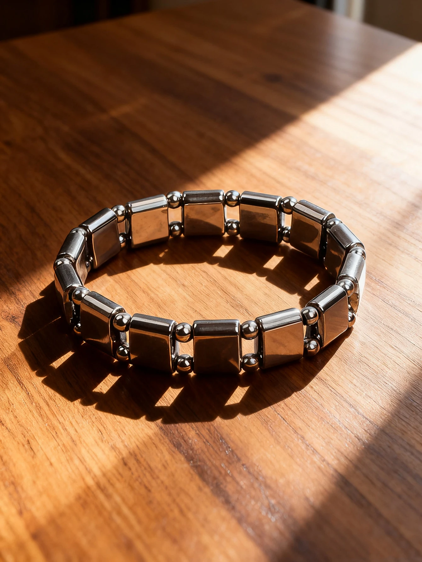 Double Layer Square Hematite Bracelet Natural Stone Hematite Beads for Vigour & Protection Grounding Courage Unisex Jewelry Men