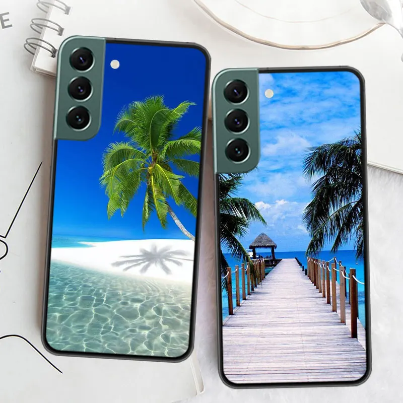 Sea Tropical Palm Trees Beach Phone Case For Samsung Galaxy A12 A22 A32 A42 A52 A72 A54 A34 A24 A14 A73 A53 A33 A23 A13 5G F52 F