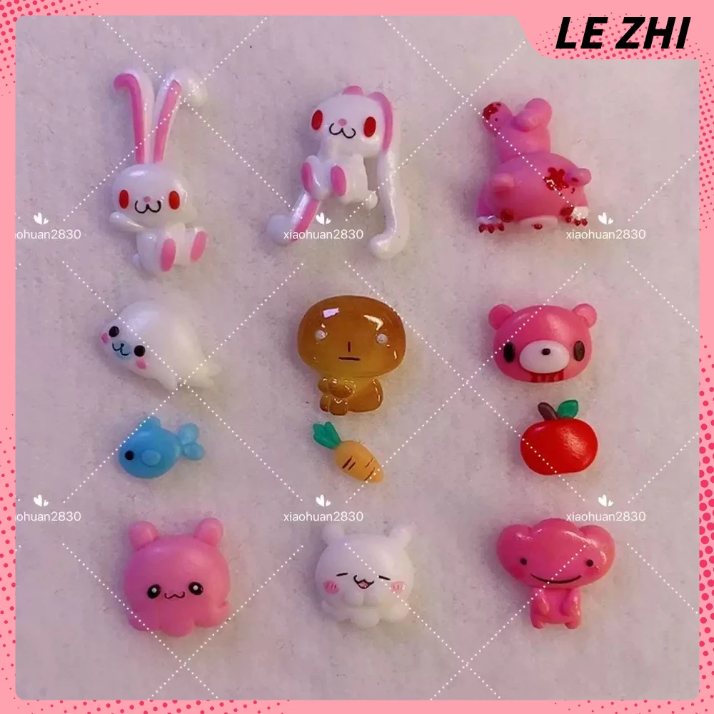 Molde de silicona 3D para uñas de acrílico con diseños de anime (conejo, oso, pulpo, foca), zanahoria, manzana y pan, para arte de uñas y productos terminados