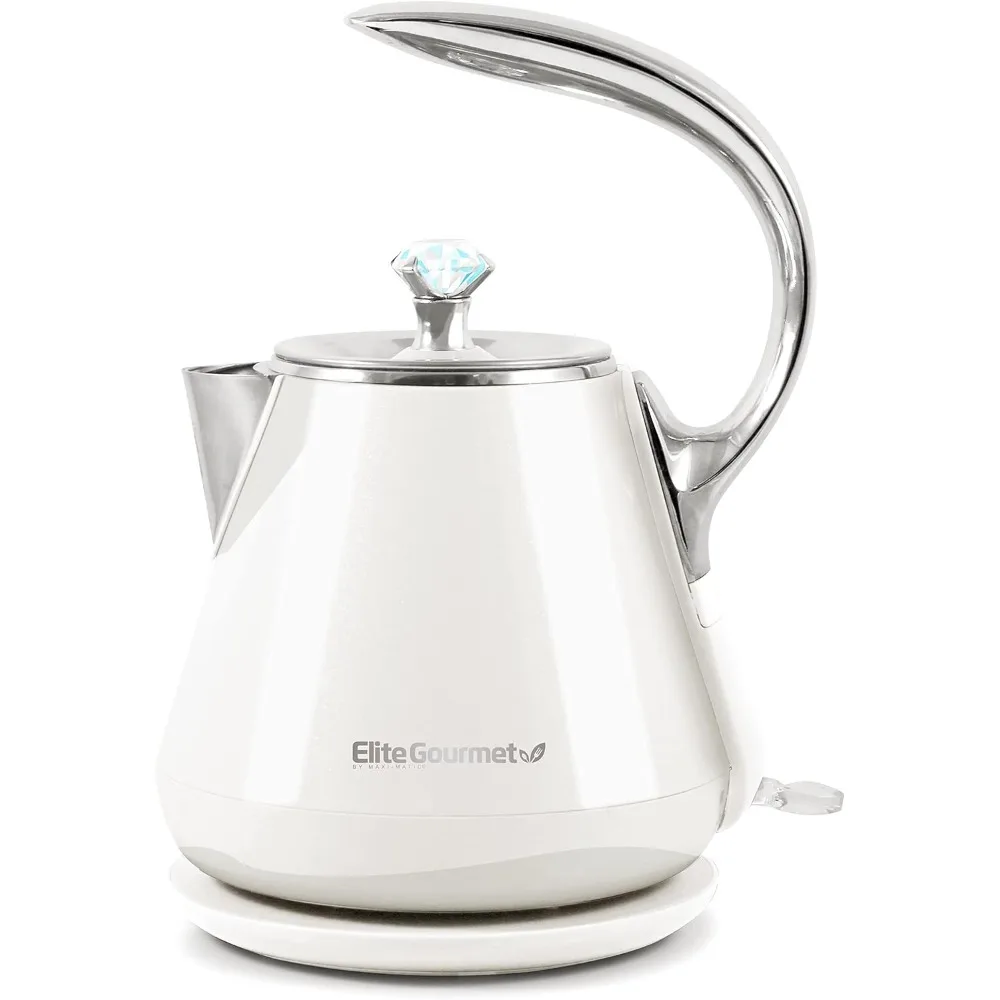 Double Wall Insulated Electric Water Tea Kettle, BPA Free Stainless Steel Interior and Auto Shut-Off, Manual, Ivory.