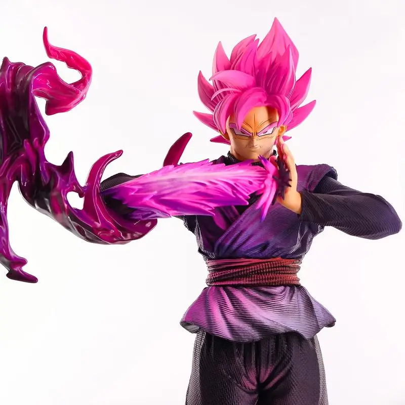 38cm Jt Goku Black Rose Action Figure Dragon Ball Anime Collectible Model Super Saiyan Pink Desktop Decoration Adult Collection view 4