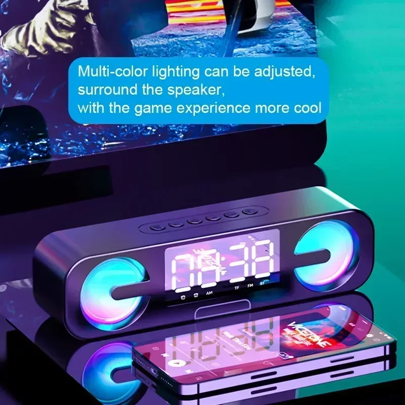 EBS-063 10W RGB Bluetooth Speaker With Alarm Function TWS Stereo Wireless Music Boombox  speaker bluetooth Rockmia