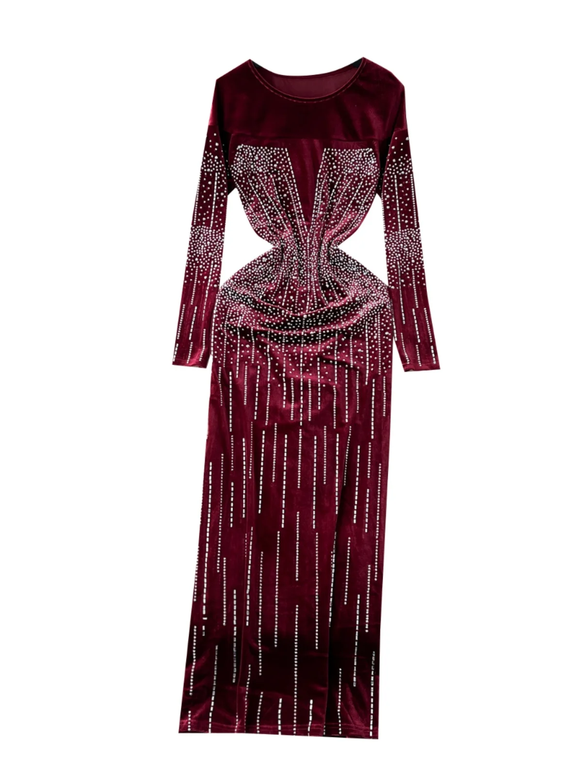 Velvet Long Sve Slimming Evening Par Dr Women's Faionable Winter High Waist A-Line Skirt Mid-Length Korean Sle