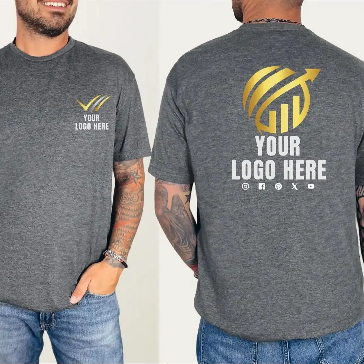 Custom Your Business Logo or Brand Logo Shirt Front and Back Logo Personalized Your Design Here Tee