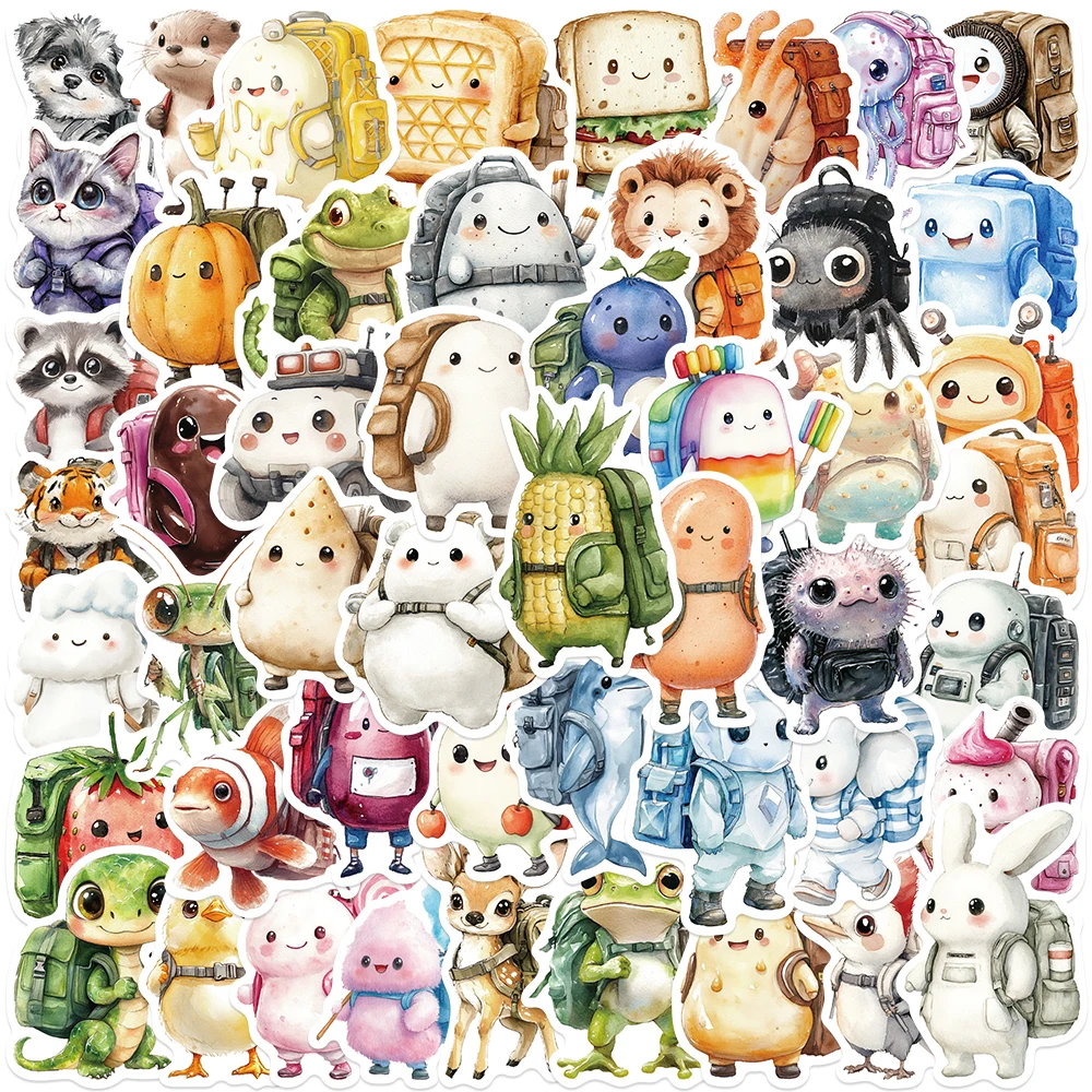 50pcs Character With Backpack Stickers Decals For Phone Laptop Scrapbook Suitcase Skateboard DIY Cartoon Aesthetic Stickers