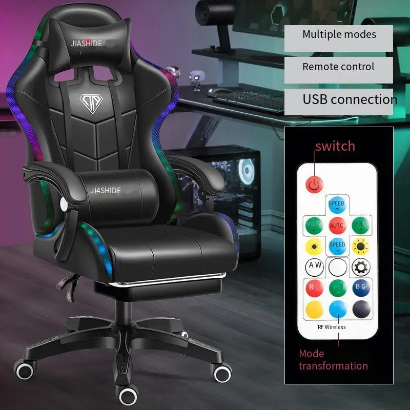 Silla de juegos de PC de cuero reclinable, cómoda, ergonómica, de alta calidad, moderna, giratoria, económica, para ordenador de oficina