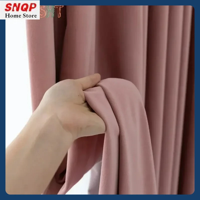 Custom Size Luxury Pink Velvet Curtains for Living Room Bedroom Dining Window Blackout Thicken French Window White Tulle Decor