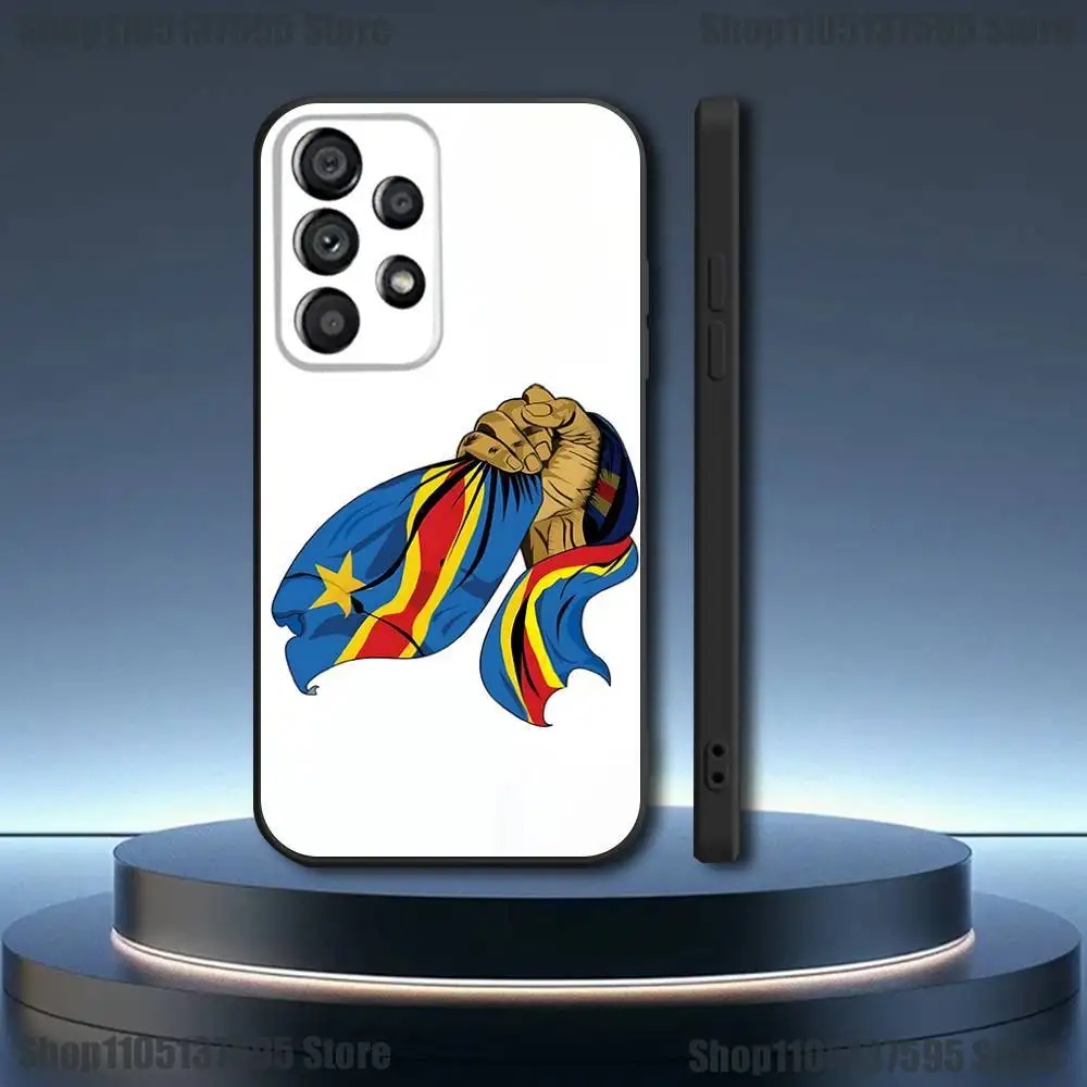 Custodia per telefono con bandiera del Congo della Repubblica Democratica per Samsung Galaxy A91,80,73,72,71,53,52,51,22,5G Cover nera morbida antiurto