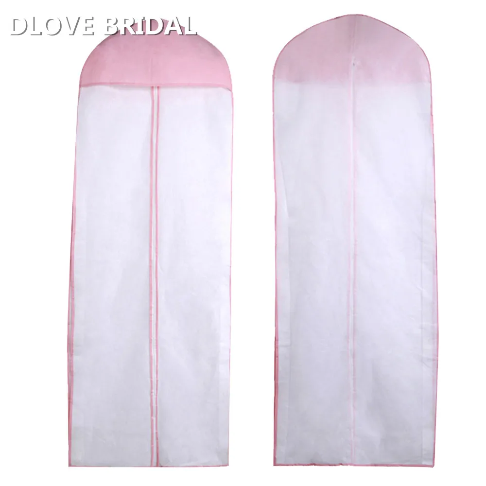 Transparent Tulle/Voile Wedding Bridal Dress Dust Cover With Zipper For Home Wardrobe Prom Gown Non-woven Fabric Storage Bag