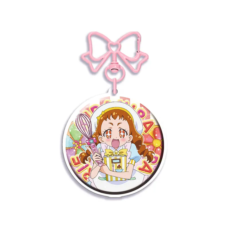 Chaveiro acrílico de 6cm para anime, camada de cura bonita, acessórios decorativos, pingente você e idol precure ♪   Fivela com nó borboleta