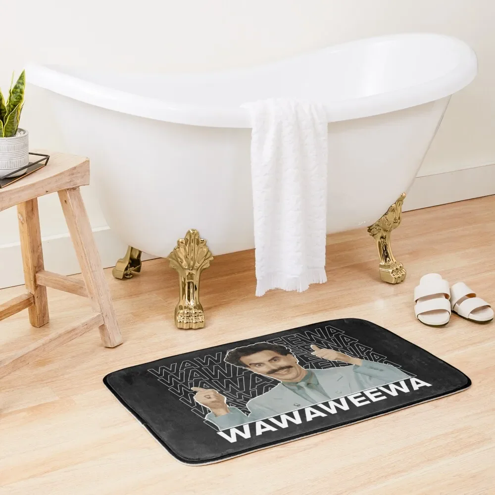 Borat - Wawaweewa - Black - Sticker tee Bath Mat Bathroom Shower Curtain Bathtub Carpet Mat