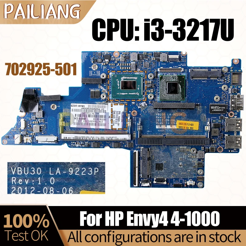 

For HP Envy4 4-1000 Notebook Mainboard LA-9223P SR0N9 i3-3217U 702925-501 Laptop Motherboard Full Tested