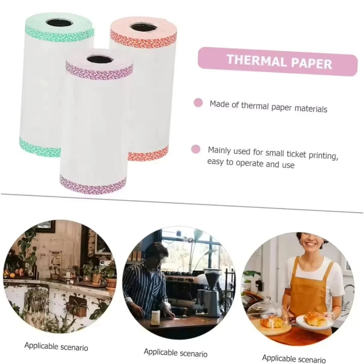 3 Rolls 57x30mm Color Border Non-Adhesive Refill Paper for Kids Portable Printer