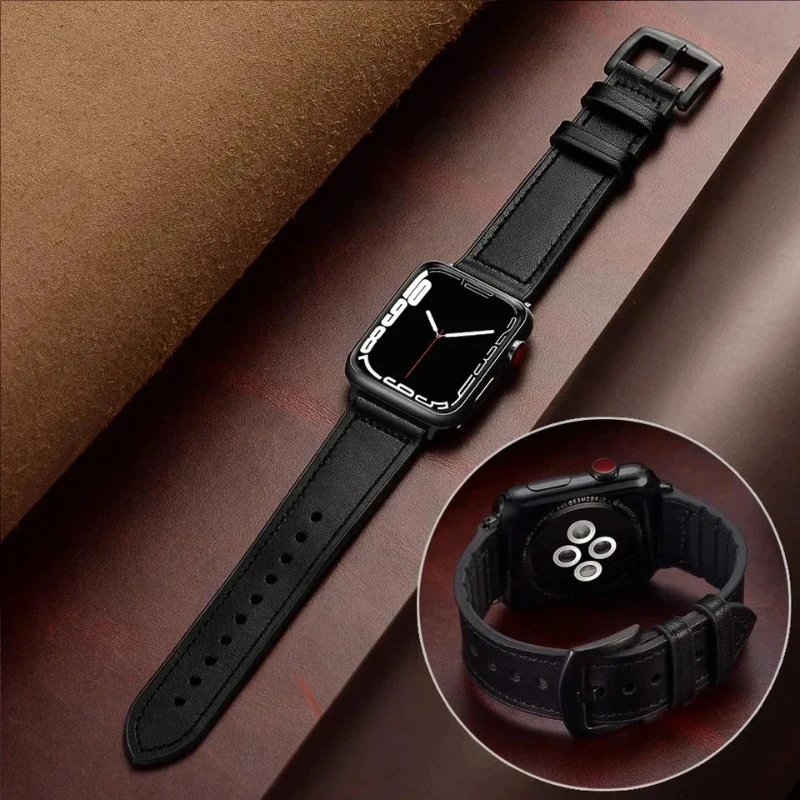 Armband für Apple Watch 40mm 44 45 41 46 42 49 38mm Silikon-Lederarmband iWatch Series 12 11 10 9 8 7 6 SE 5 4 3 Ultra 2 3 4