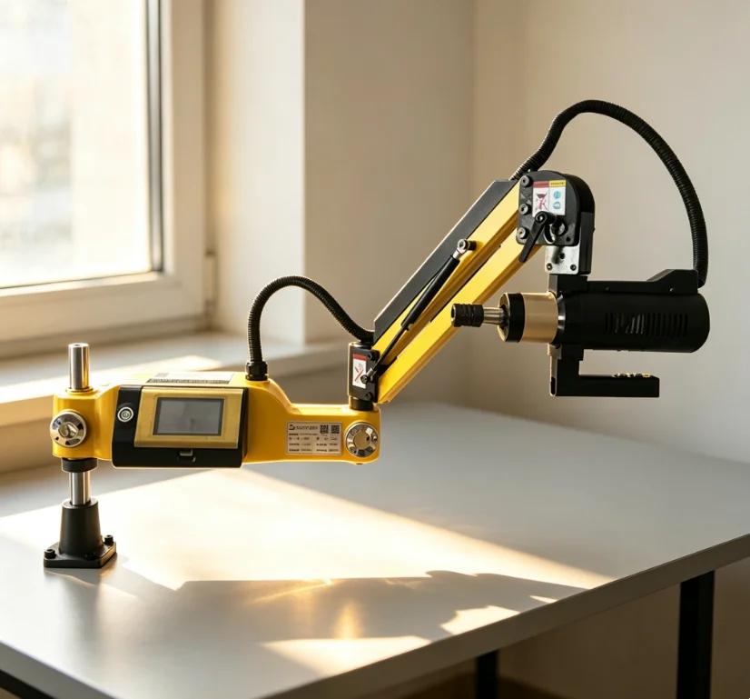 Tapping machine yellow upgraded, vertical/universal type M3-M20, equipped with 6/8/9 chucks, used for metal thread processing