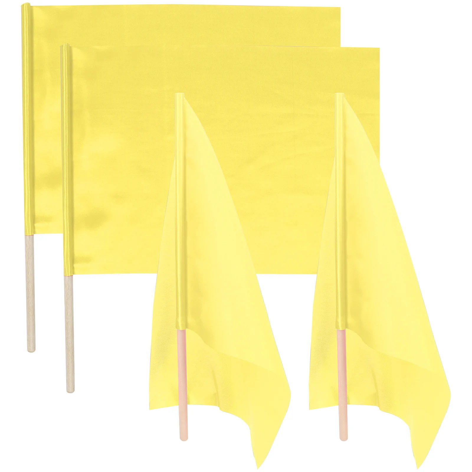 4pcs Yellow Referee Hand Soccer Football Signal Flags Sports Event Racing Party Competition Conducting Lightweight Durable Match