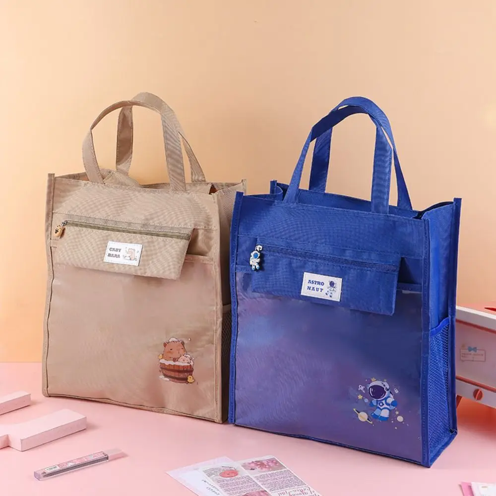 New Capybara Tote School Bag Multilayer Large-capacity Art Bag Canvas Cartoon File Bag School Supplies