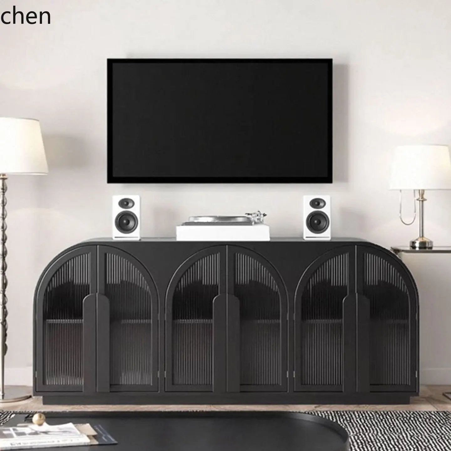 

HXL retro solid wood TV cabinet medieval wall Changhong glass floor cabinet storage side cabinet