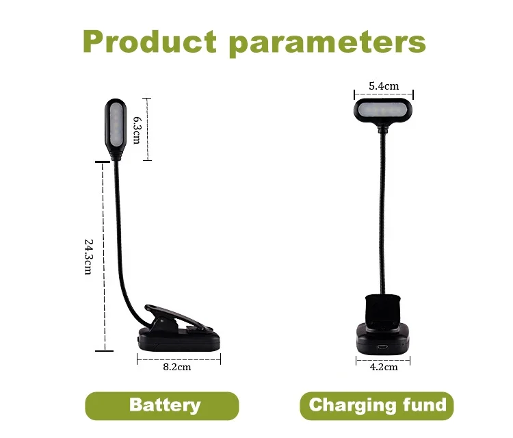 Mini LED Book Lamp Battery Powered Table Lamp Flexible Study Learning Clip-On Desk Lamp Portable Bedroom Reading Night Light
