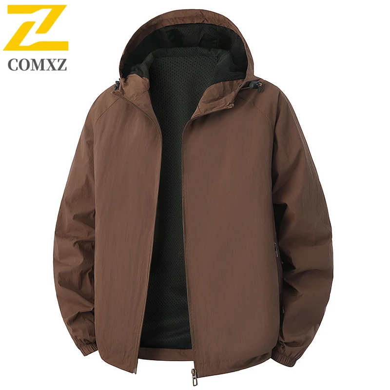 

Casual Hooded Jacket Men Outdoor Hiking Mountain Lightweight Windproof Coat Breathable Comfortable Hiking Daily Fashion Jackets