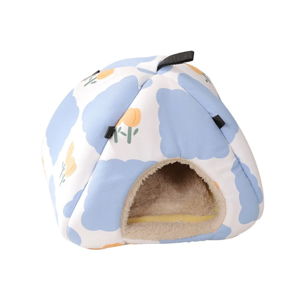 

Cute Cartoon Guinea Pig Warm House Soft Cold Proof Rabbits Sleeping Bed Flower Print Waterproof Hamster Nest Bed for Pet Cage