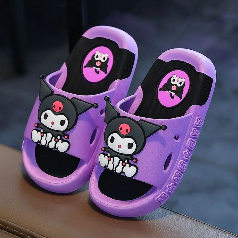 

2026 Summer Cute Kuromi Kids Slippers Cartoon Soft Sole Non-slip Indoor Bathroom Sandals For Baby Girls