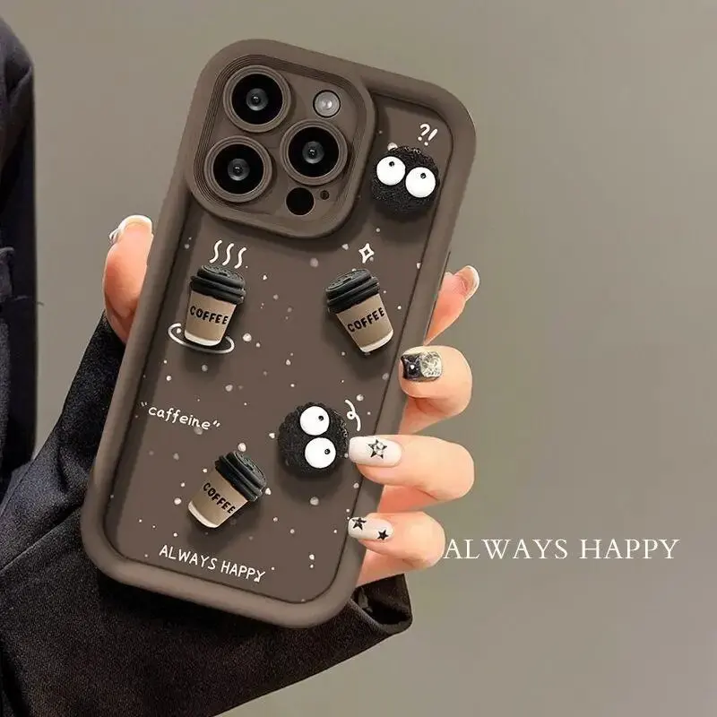 3D DIY Coffee Phone Casing For Samsung S25 S24 S22 S23 S21 Ultra Plus S24 FE S25+ A15 A25 A05S  Case Heart  Soft Matte Cover - náhled 4