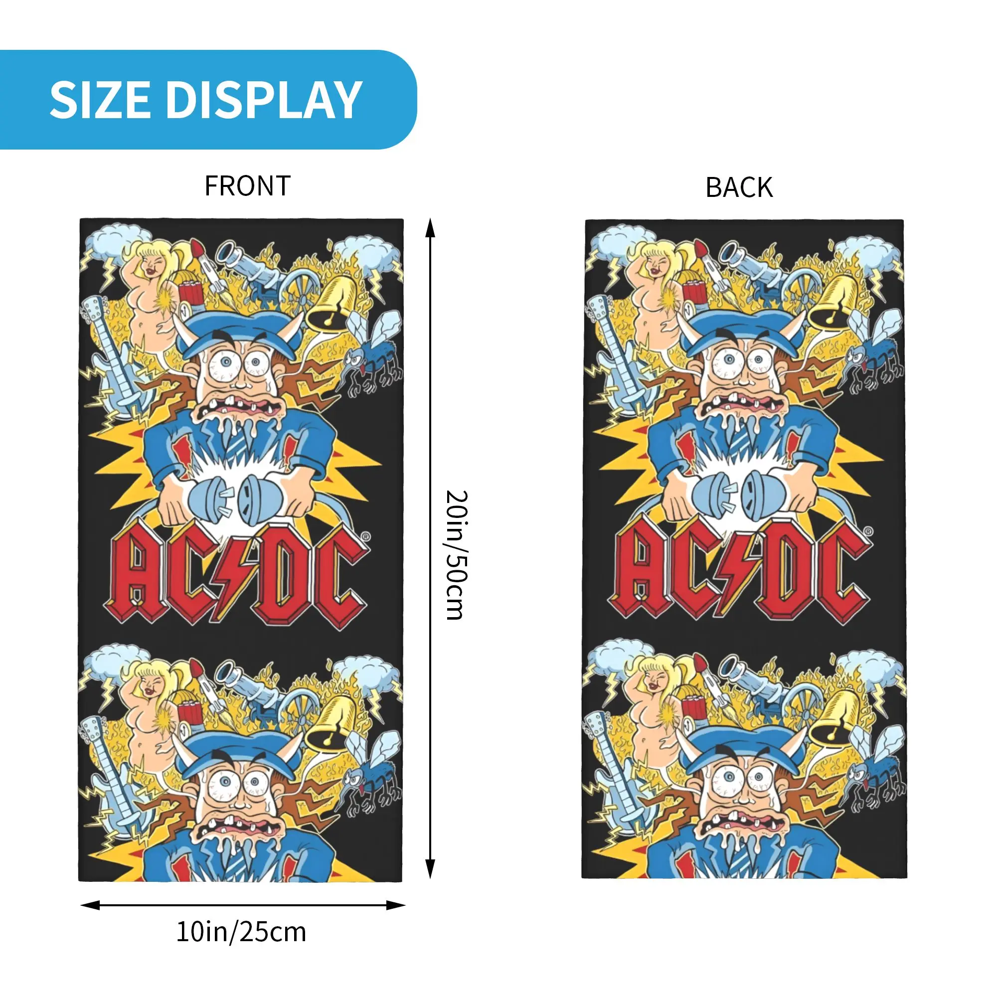 مخصص التيار المتناوب تيار مستمر المعادن الثقيلة الكلاسيكية الرقبة الجراب الرجال النساء يندبروف الشتاء الكرتون باندانا وشاح لركوب الدراجات