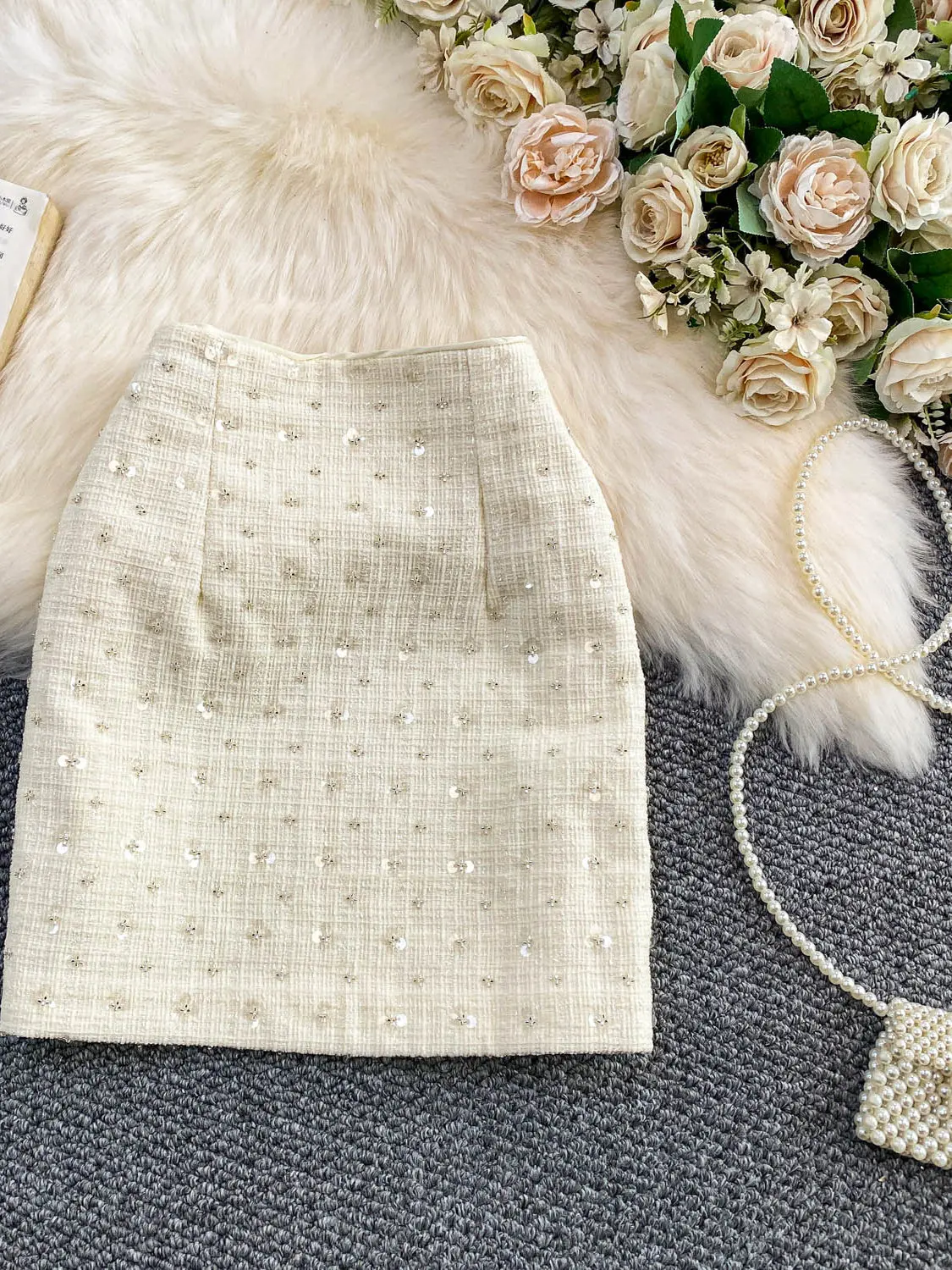 

Женская юбка с тяжелой вышивкой и пайетками, облегающая утягивающая юбка, модная корейская юбка с высокой талией, эластичная талия