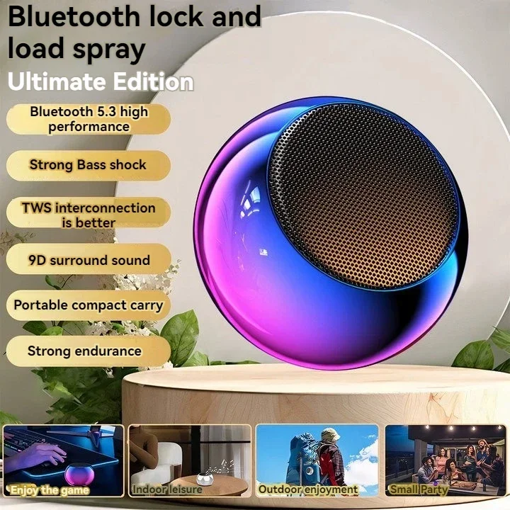 Portable Speaker Wireless Bluetooth New Steel Gun Metal Heavy Subwoofer Outdoor Mini Bluetooth Small Speaker for Home Office