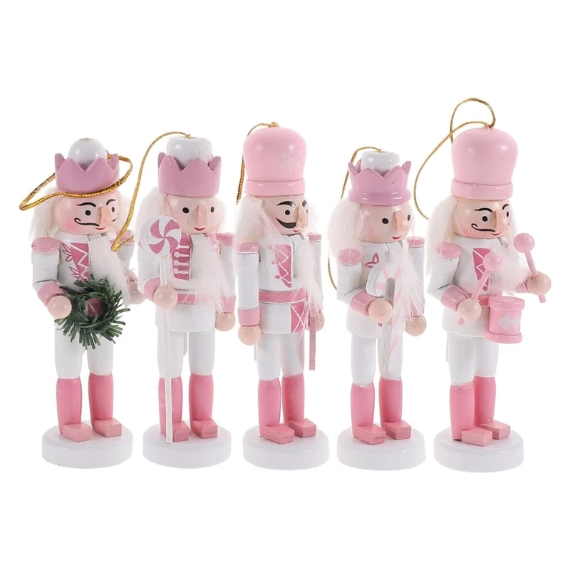 

Set of 5 Multifunction Pink Christmas Nutcrackers Soldier Ornament Decor