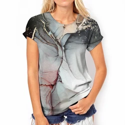 Summer Abstract 3D Print T-Shirts Women's Oversized Tops Y2k Girl Fashion T Shirt O-neck Casual Streetwear Female Tees Clothing