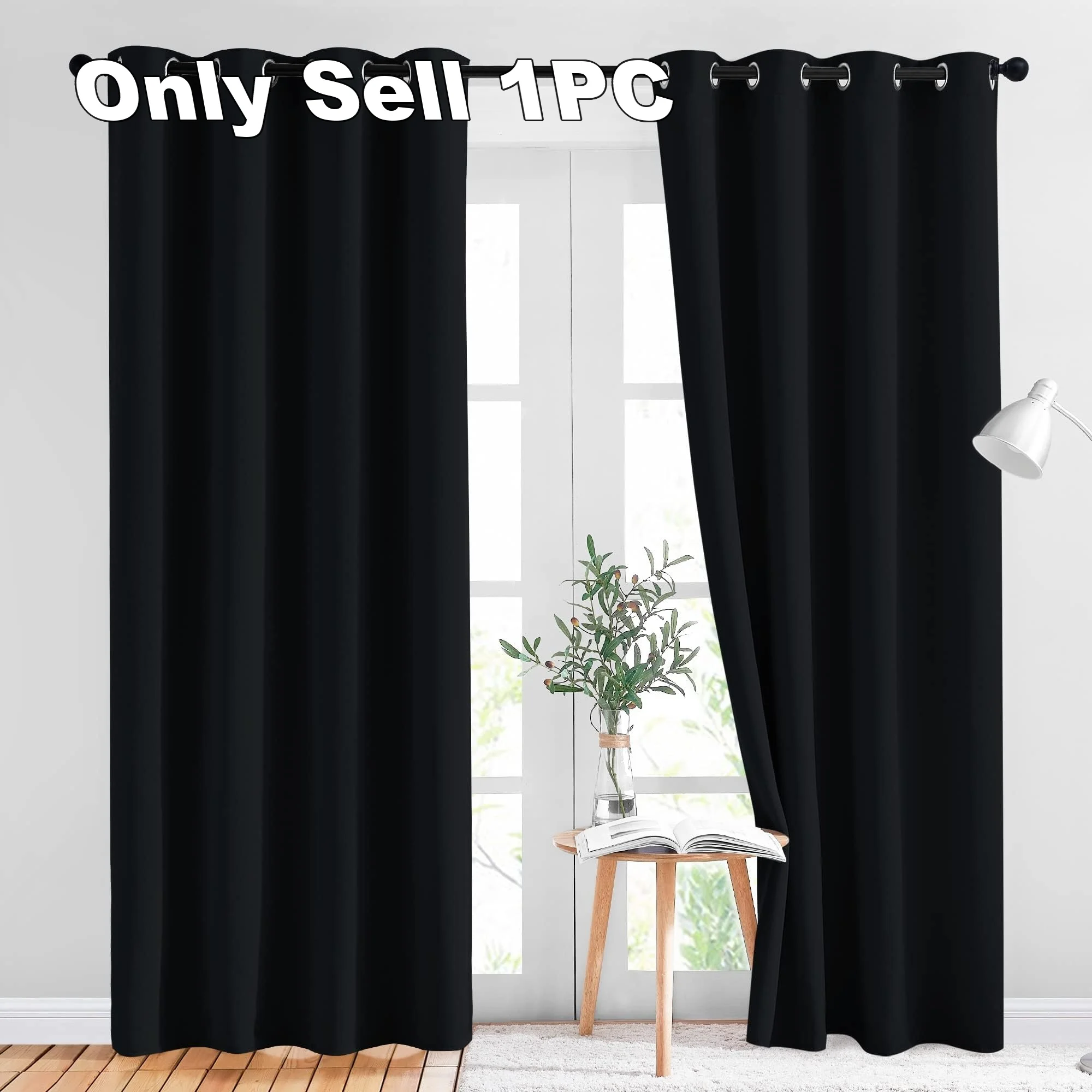 Blackout Thermal Curtains with Inner Lining, Noise Reduction Drapes for Bedroom Balcony Window, Thickened Privacy Shades