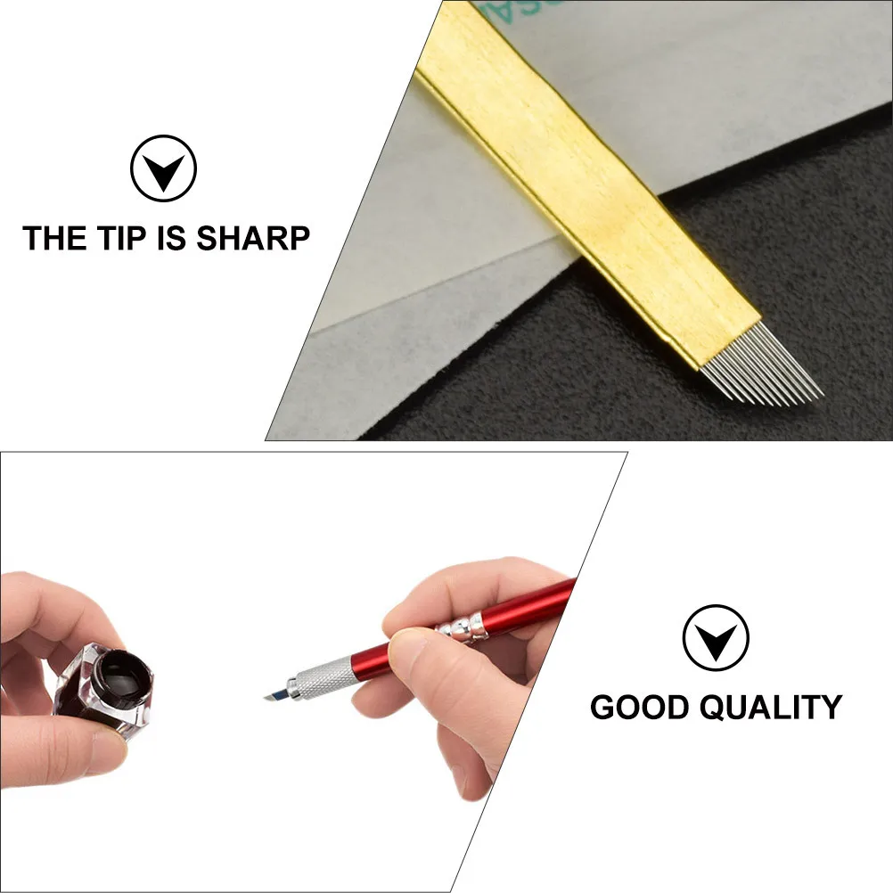 1 conjunto de sobrancelha microblading prática conjunto profissional agulha descartável manual de coloração rápida semi treinamento kit