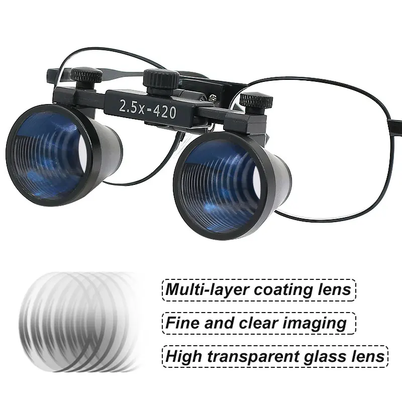 Depth View Surgery Dental Loupes with Ultra-lightweight Metal Eyeglasses 3.5X Binocular Magnifier Surgical Dentist Loupes