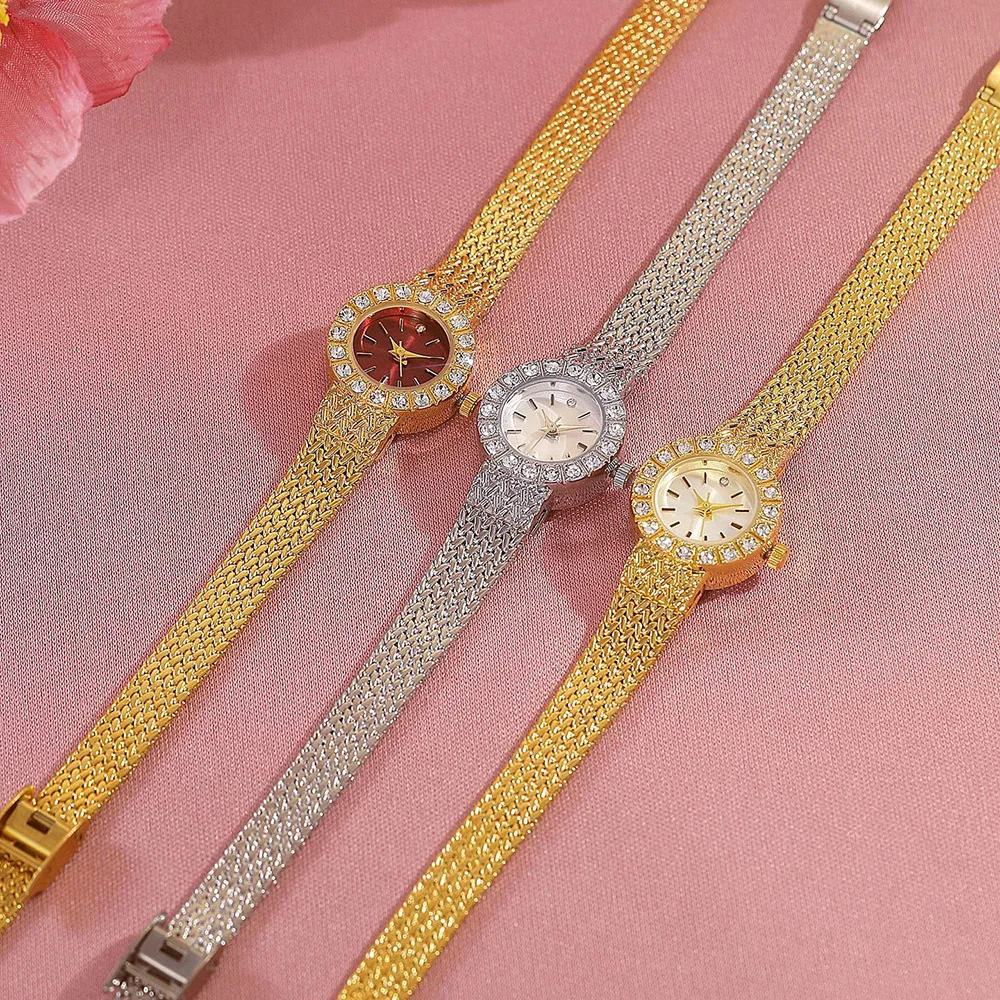 ساعات نسائية جديدة BS ماركة موضة كريستال ساعات كوارتز نسائية فاخرة ذهبية عتيقة ساعة يد بسيطة هدايا نسائية