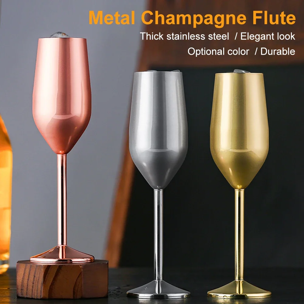 Stainless Steel Champagne Cup Wine Glass Cocktail Glass Creative Metal Wine Glass Bar Restaurant Goblet Home Bar Party Supplies