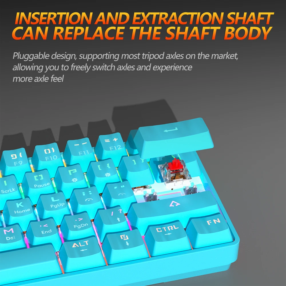 MUCAI MK61 USB 게임 Esports 기계식 키보드 빨간색 스위치 61 키 유선 분리형 케이블 RGB 백라이트 핫 스왑