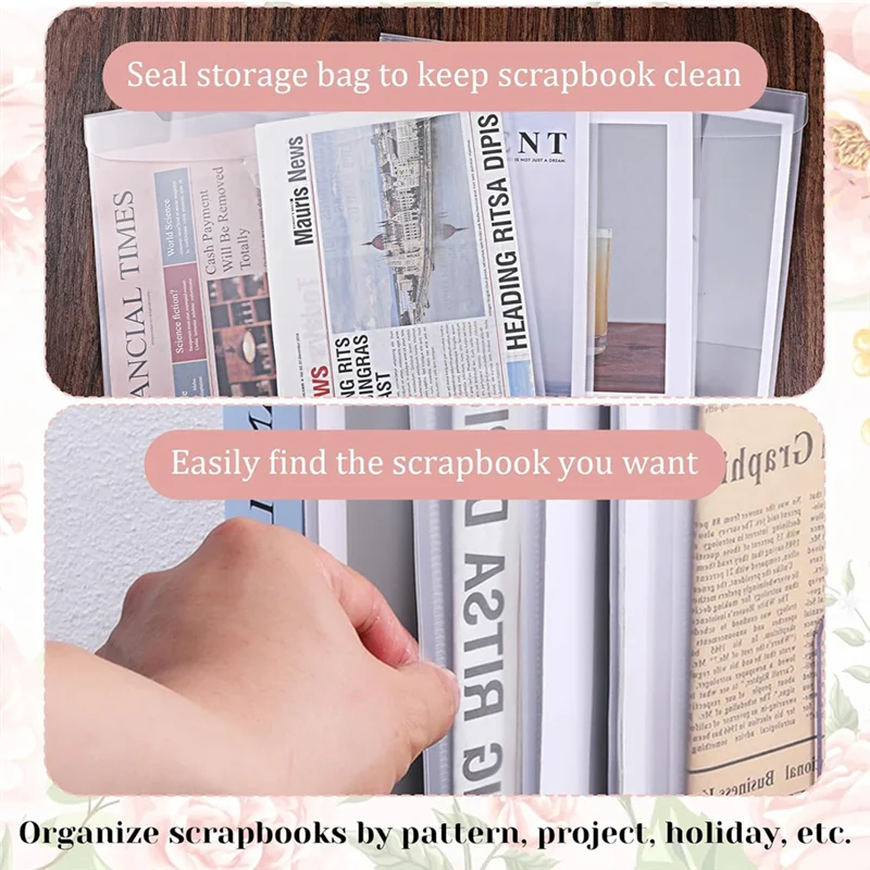 

A13E-Scrapbook Paper Storage Organizer With Sticky Index Tabs Clear Plastic Cardstock Organizer For Holding Scrapbook Vinyl