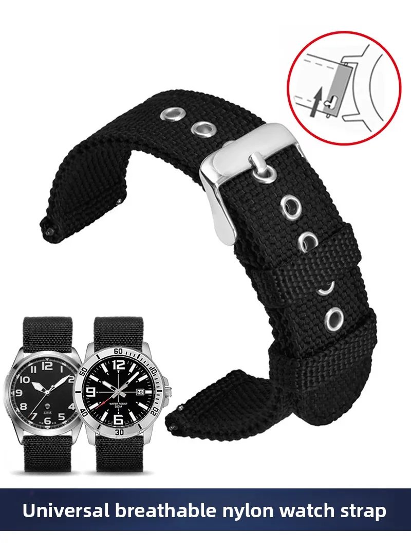 Breathable Nylon Watch Strap Male Suitable for Seiko Water Ghost Casio Swordfish Rolex Huawei Quick Release 20/22mm